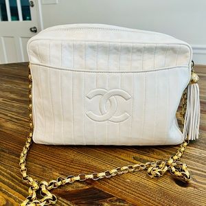 Vintage Chanel cc tassel camera bag vertical quilted
